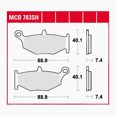 TRW Lucas Bremsbeläge Sintermetall Street MCB783SH 88,9x40,1x7,4mm von TRW Lucas