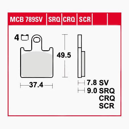 TRW Lucas Bremsbeläge Sintermetall Street MCB789SV 37,4x49,5x7,8mm von TRW Lucas