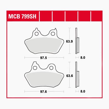 TRW Lucas Bremsbeläge Sintermetall Street MCB799SH 97,5/97,6x63,9/63,6 von TRW Lucas