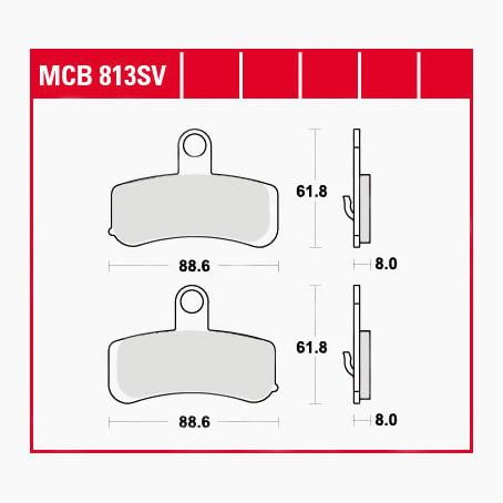 TRW Lucas Bremsbeläge Sintermetall Street MCB813SV 88,6x61,8x8mm von TRW Lucas