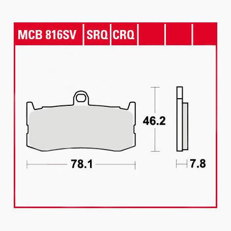 TRW Lucas Bremsbeläge Sintermetall Street MCB816SV 78,1x46,2x7,8mm von TRW Lucas