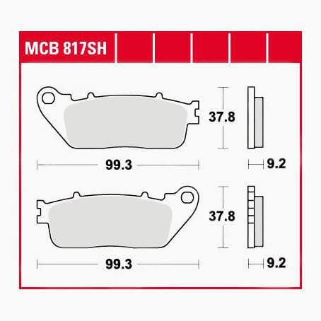 TRW Lucas Bremsbeläge Sintermetall Street MCB817SH 99,3x37,8x9,2mm von TRW Lucas