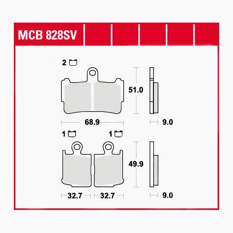 TRW Lucas Bremsbeläge Sintermetall Street MCB828SV 68,9/32,7x51/49,9x9 von TRW Lucas