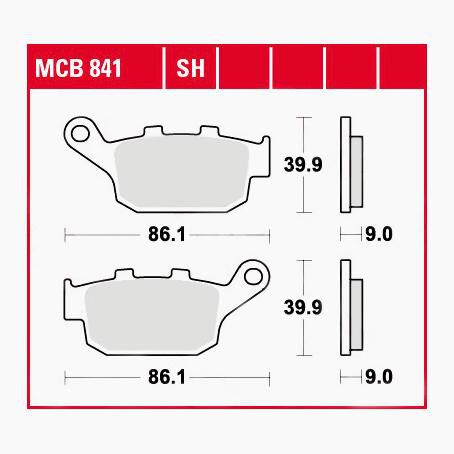 TRW Lucas Bremsbeläge Sintermetall Street MCB841SH 86,1x39,9x9mm von TRW Lucas