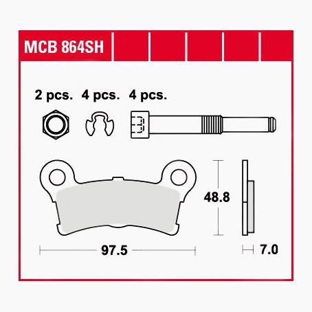 TRW Lucas Bremsbeläge Sintermetall Street MCB864SH 97,5x48,8x7mm von TRW Lucas