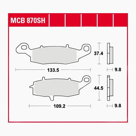 TRW Lucas Bremsbeläge Sintermetall Street MCB870SH 133,5/109,2x37,4/44 von TRW Lucas