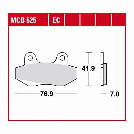 TRW Lucas Bremsbeläge organisch ECO MCB525EC 76,9x41,9x7mm von TRW Lucas