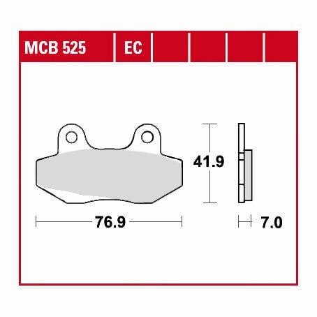 TRW Lucas Bremsbeläge organisch ECO MCB525EC 76,9x41,9x7mm von TRW Lucas