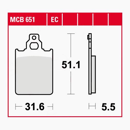 TRW Lucas Bremsbeläge organisch ECO MCB651EC 31,6x51,1x5,5mm von TRW Lucas