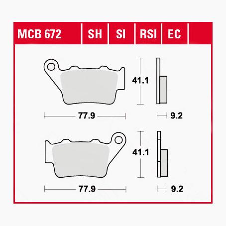 TRW Lucas Bremsbeläge organisch ECO MCB672EC 77,9x41,1x9,2mm von TRW Lucas