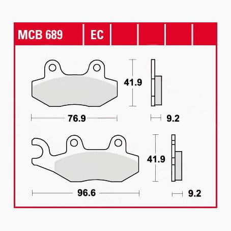 TRW Lucas Bremsbeläge organisch ECO MCB689EC 76,9/96,6x41,9x9,2mm von TRW Lucas