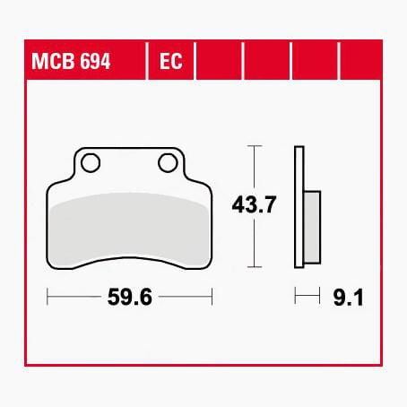 TRW Lucas Bremsbeläge organisch ECO MCB694EC 59,6x43,7x9,1mm von TRW Lucas