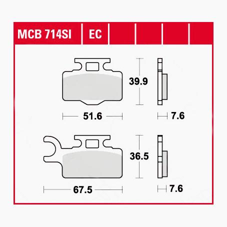 TRW Lucas Bremsbeläge organisch ECO MCB714EC 51,6/67,5x39,9/36,5x7,6mm von TRW Lucas