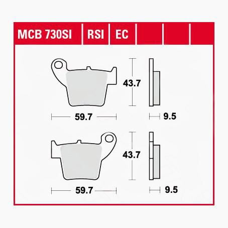 TRW Lucas Bremsbeläge organisch ECO MCB730EC 59,7x43,7x9,5mm von TRW Lucas