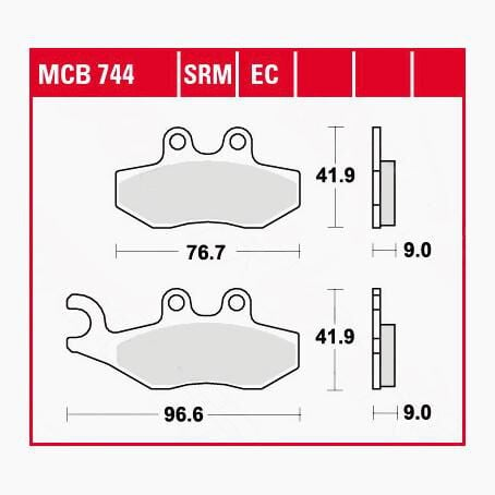 TRW Lucas Bremsbeläge organisch ECO MCB744EC 76,7/96,6x41,9x9mm von TRW Lucas