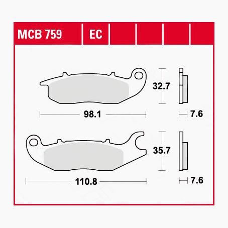 TRW Lucas Bremsbeläge organisch ECO MCB759EC 98,1/110,8x32,7/35,7x7,6 von TRW Lucas