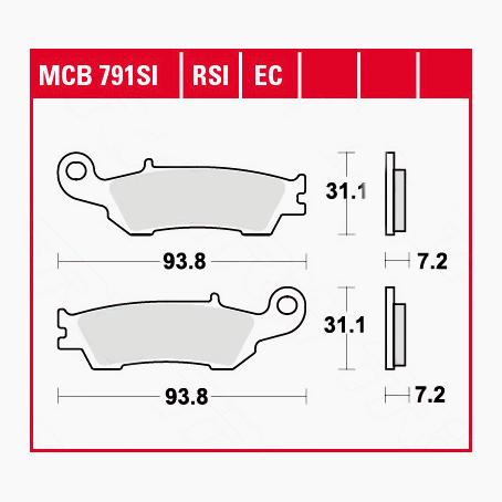 TRW Lucas Bremsbeläge organisch ECO MCB791EC 93,8x31,1x7,2mm von TRW Lucas