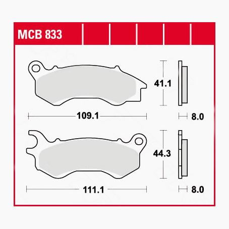 TRW Lucas Bremsbeläge organisch ECO MCB833EC 109,1/111,1x41,1/44,3x8mm von TRW Lucas