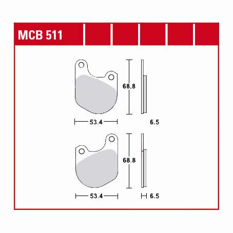 TRW Lucas Bremsbeläge organisch MCB511  53,4x68,8x6,5mm von TRW Lucas