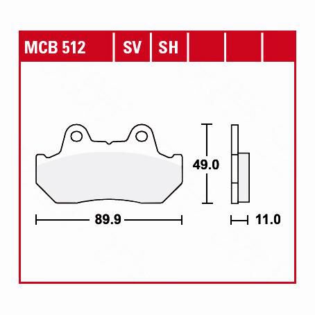 TRW Lucas Bremsbeläge organisch MCB512  89,9x49x11mm von TRW Lucas