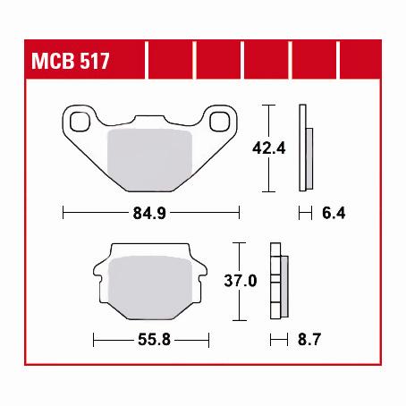 TRW Lucas Bremsbeläge organisch MCB517  84,9/55,8x42,4/37x6,4/8,7mm von TRW Lucas