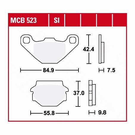 TRW Lucas Bremsbeläge organisch MCB523  84,9/55,8x42,4/37x7,5/9,8mm von TRW Lucas