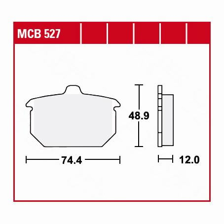 TRW Lucas Bremsbeläge organisch MCB527  74,4x48,9x12mm von TRW Lucas