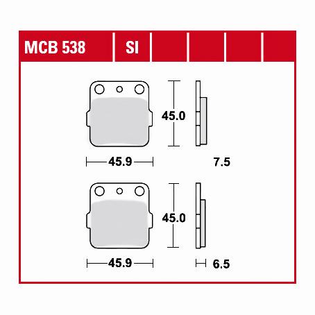 TRW Lucas Bremsbeläge organisch MCB538  45,9x45x7,5/6,5mm von TRW Lucas