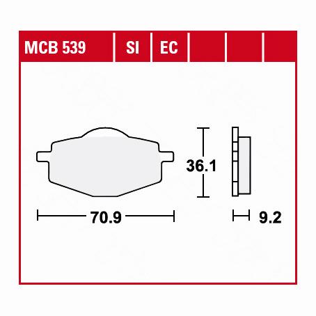 TRW Lucas Bremsbeläge organisch MCB539  70,9x36,1x9,2mm von TRW Lucas