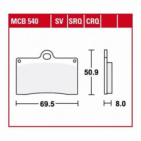 TRW Lucas Bremsbeläge organisch MCB540  69,5x50,9x8mm von TRW Lucas