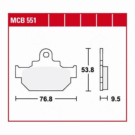 TRW Lucas Bremsbeläge organisch MCB551  76,8x53,8x9,5mm von TRW Lucas