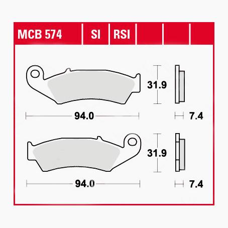 TRW Lucas Bremsbeläge organisch MCB574  94x31,9x7,4mm von TRW Lucas