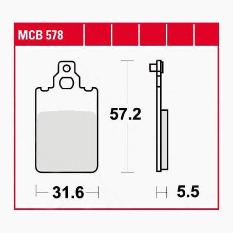 TRW Lucas Bremsbeläge organisch MCB578 31,6x57,2x5,5mm von TRW Lucas