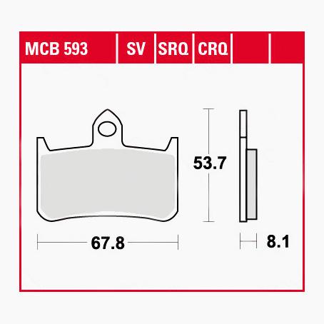 TRW Lucas Bremsbeläge organisch MCB593  67,8x53,7x8,1mm von TRW Lucas