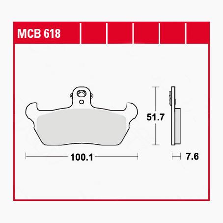 TRW Lucas Bremsbeläge organisch MCB618  100,1x51,7x7,6mm von TRW Lucas