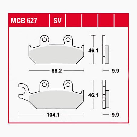 TRW Lucas Bremsbeläge organisch MCB627  88,2/104,1x46,1x9,9mm von TRW Lucas