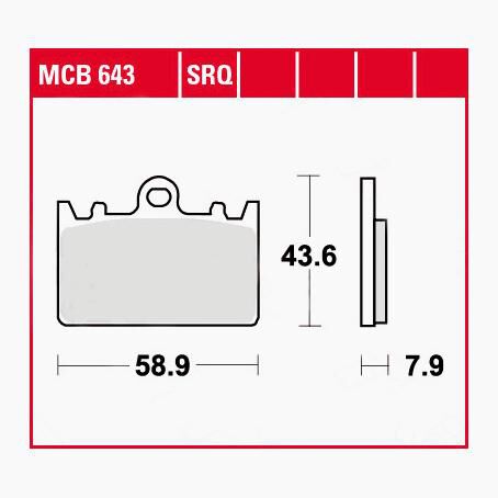 TRW Lucas Bremsbeläge organisch MCB643 58,9x43,6x7,9mm von TRW Lucas