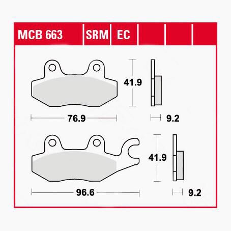 TRW Lucas Bremsbeläge organisch MCB663  76,9/96,6x41,9x9,2mm von TRW Lucas