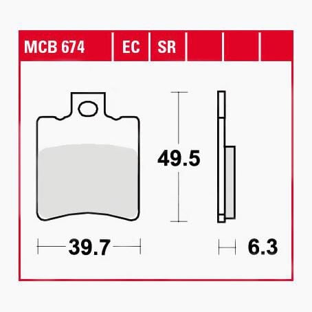 TRW Lucas Bremsbeläge organisch MCB674 39,7x49,5x6,3mm von TRW Lucas