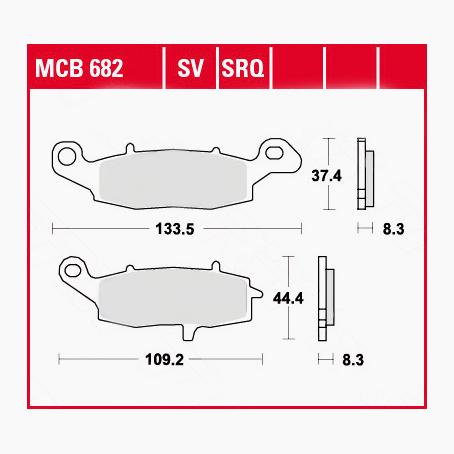 TRW Lucas Bremsbeläge organisch MCB682  133,5/109,2x37,4/44,4x8,3mm von TRW Lucas