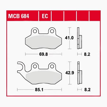 TRW Lucas Bremsbeläge organisch MCB684  69,8/85,1x41/42,9x8,2mm von TRW Lucas