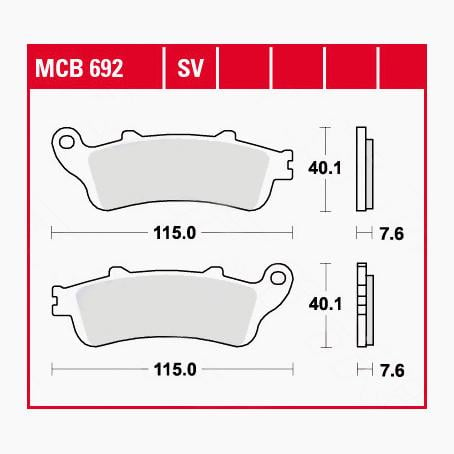 TRW Lucas Bremsbeläge organisch MCB692  115x40,1x7,6mm von TRW Lucas