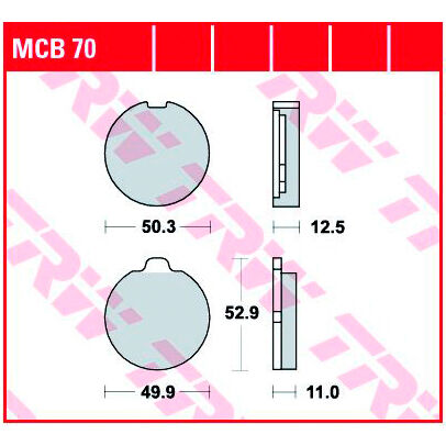 TRW Lucas Bremsbeläge organisch MCB70  50,3/49,9x50,3/52,9x12,5/11mm von TRW Lucas