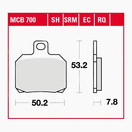 TRW Lucas Bremsbeläge organisch MCB700  50,2x53,2x7,8mm von TRW Lucas