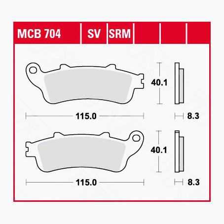 TRW Lucas Bremsbeläge organisch MCB704  115x40,1x8,3mm von TRW Lucas