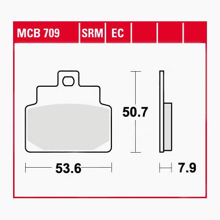 TRW Lucas Bremsbeläge organisch MCB709 53,6x50,7x7,9mm von TRW Lucas