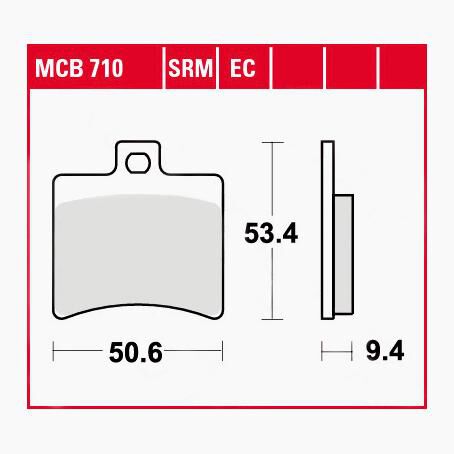 TRW Lucas Bremsbeläge organisch MCB710 50,6x53,4x9,4mm von TRW Lucas