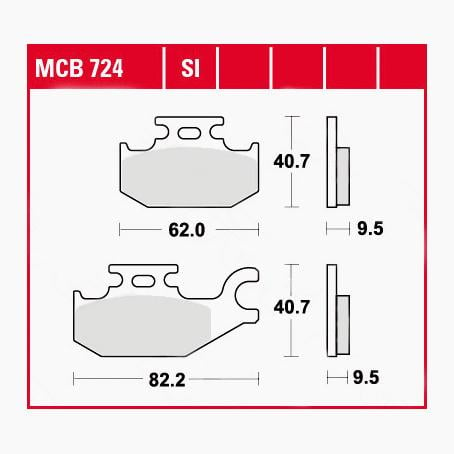 TRW Lucas Bremsbeläge organisch MCB724  62,0/82,2x40,7x9,5mm von TRW Lucas