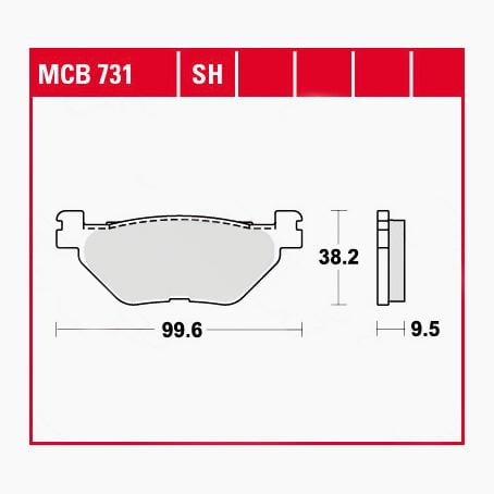 TRW Lucas Bremsbeläge organisch MCB731  99,6x38,2x9,5mm von TRW Lucas