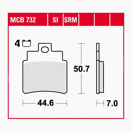 TRW Lucas Bremsbeläge organisch MCB732  44,6x50,7x7mm von TRW Lucas